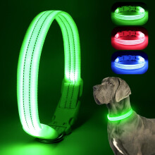 Chalklit Light Up LED Dog Collar, USB Rechargeable Waterproof Reflective Adjustable Flashing Dog Collar Lighted, Glowing in the Dark for Small Medium