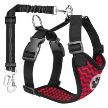 Nasjac Dog Car Harness with Seat Belts, Safety Adjustable Dog Seat Belts for Cars with Clip and Buckle, Breathable Mesh Pet Vest Harness Seatbelts wi