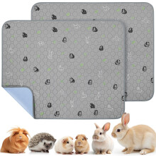 PICK FOR LIFE 2 Packs Guinea Pig Cage Liner Washable Reusable Guinea Pig Pee Pad Mats, Waterproof Fast Absorbent Rabbit Cage Liner Non-Slip Bedding f