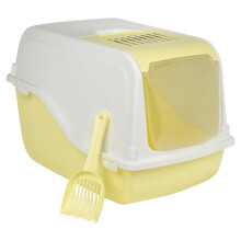 URBNLIVING Hooded Enclosed Cat Litter Tray with Flap Door - Yellow