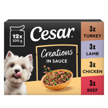 Cesar Creations Wet Dog Food Pouch Poultry Beef Lamb in Sauce 48 x 100g (Pack of 4 x 12 x 100g)