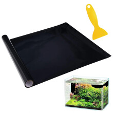 SHILIUZHI Fish Tank Background, Aquariums Ackground, Aquarium Static Sticker, Self Adhesive Aquarium Backdrop (Black)
