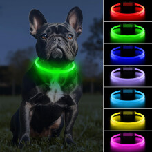PcEoTllar Light Up Dog Collar, Rechargeable Flashing Dog Collar for Night