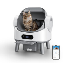 Nekocustos Automatic Cat Litter Tray, Self Cleaning Litter Tray for Large Cats and Multiple Cats, Open-Top, 10 L Waste Bin, App Control, Quiet Odor C