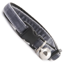 Kitten Collar | Mouse Grey Double Velvet | Extra Soft | Removable Bell | UK Made | Safety Release Buckle