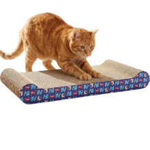 Cat Scratching Board with Catnip, Corrugated Cardboard Scratcher, Blue, 44 x 7 x 20.5 cm, Medium, 1 Pack