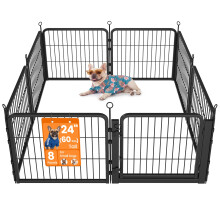 Feandrea Dog Playpen, 8-Panel Steel Folding Pet Enclosure with Door
