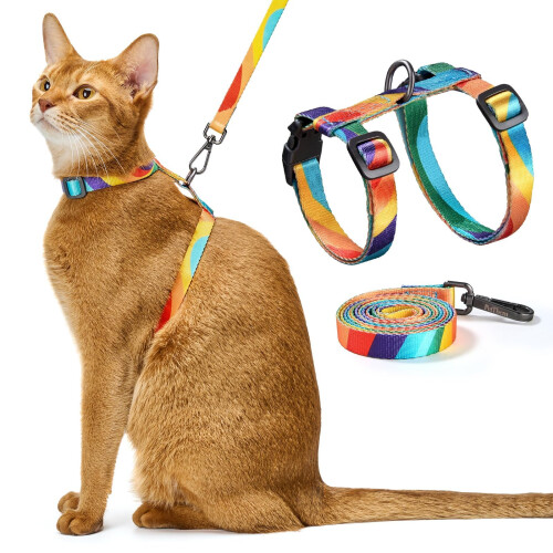 PetThem Adjustable Cat Harness and Leash Set Escape Proof (Yellow)