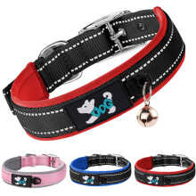 AUAUY Nylon Dog Collar, Pet Dog Reflective Collar for All Breeds(Red-L)