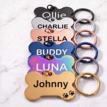 Dog Tags for Pets Engraved UK Personalised Stainless Steel Dog Name Doggy Cat ID Tag Kitten Kitty Puppy Scratch Resistant Durable Tag Custom Name Pla