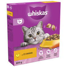 Whiskas 1+ Chicken Pack of 1 x 800 g Bags, Adult Cat Dry Food
