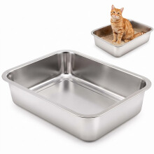 Stainless Steel Cat Litter Tray for Large and Small Cats, 40  30  10cm