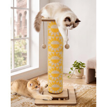 Odoland Tall Cat Scratching Post, 78cm Cat Scratcher for Indoor Large Cats with Perch & Hanging Toy, Vertical Cat Scratch Post Sisal Sturdy Cat Tree