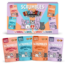 Scrumbles • Cat Treats • Mega Pack Krunchies • Calming • Anti-Hairball • Chicken • Dental • All Lifestages • 60g Bags • Hypoallergen
