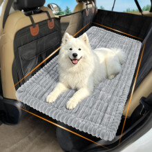Loiion Dog Car Seat Mat Non-Slip Car Mat Flannel 127x623cm Light Grey