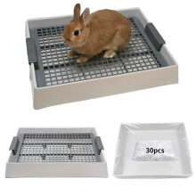 Zuisfau Rabbit Litter Tray with Grid, Large Bunny Litter Box