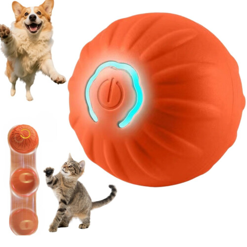 Electric Interactive Dog Ball,Automatic Rolling Bouncing Ball for Small Medium Dogs Cats,Self Moving Bouncing Jumping Automatic Ball,Rechargeable Was