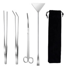 4 Pcs Terrarium Tools, Aquarium Scissors, Long Tweezers Aquariums, Scraper Tool Set, 4 in 1 Rust-Proof Aquatic Plants Aquascaping Tools, Fish Tank Pl