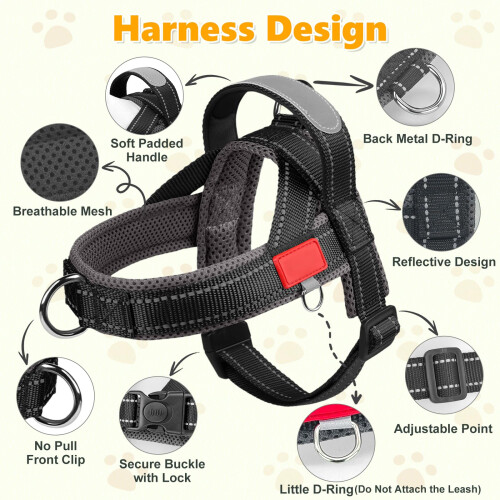 Olcyren No Pull Front Clip Dog Harness and Lead Set for Small Medium Dogs 2