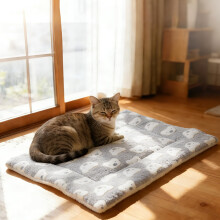 THALWEN Soft Fleece Pet Sleeping Mat - Double-Sided Use, Skin-Friendly Flannel, Heat Preservation, Non-Shedding & Fade-Resistant, for Cats/Dogs, Gray