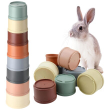 Rthynti 8Pcs Stacking Cups, Rabbit Toys Bunny Toys, Bunny Stacking Cups Pet Toys, Stack Up Cups for Hiding Food and Playtime Fun for Rabbits Small An