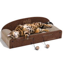 FUKUMARU Cat Scratcher Cardboard, 66cm Lounge Beds, Durable Cats Scratcher Bed Large Lounger, 2 Reversible Scratching Pads for Indoor Cats, Recyclabl