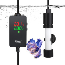 hygger Small Aquarium Heater 100W Adjustable Submersible Fish Tank Heater,Dual Heating Mode Glass Rod Aquarium Turtle Heater For 38-75L Freshwater or
