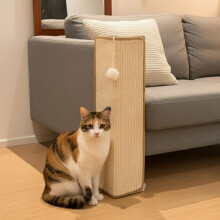 PETKARAY Under-Furniture Cat Scratcher, 27.9‘' Sisal Scratching Post for Couch Corner, Furniture Protector Scratch Pad for Sofa with Toy Ball