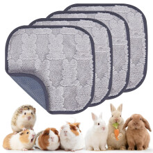 PICK FOR LIFE 4 Pieces Guinea Pig Fleece Cage Liner Washable Reusable Pee Pads for Rabbit Hamsters Leak-proof Small Animal Bedding Fast Absorbent Non