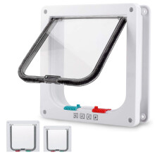 Cat Flap, Exclusive Entry, 4 Way Manual Locking, Draught Excluder, Easy Install Pet Door For Cats & Doggie, Silent Manual Pet Flap For Wall/Windows/W