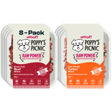 Poppy’s Picnic - RAW POWER Beef & Turkey – 8 Pack Raw Frozen Dog Food – High Protein Fresh Frozen Dog Food – Complete – Natural Beef & Turke