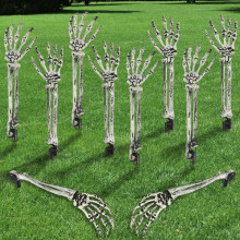 JOLCEEY 8pcs Halloween Realistic Skeleton Stakes, Zombie Arm Plastic Skeleton Hands Yard Ground-Breaker Stakes for Halloween Outdoor Garden Lawn Grav