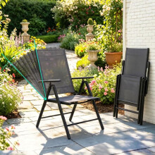 Gotland 2026 Upgrate Folding Garden Chairs Set of 4, Patio Dining Chairs with 7-Level Adjustable High Backrest & Armrests, All-Weather Breathable Tex