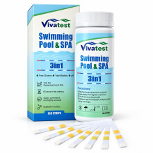 VivaTest Hot Tub Test Strips and Pool Test Strips, 150 Pack 3-in-1 Water Testing Kit for Free Chlorine, pH and Total Alkalinity, Swimming Pools and S