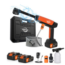 Jwdj Portable Cordless Pressure Washer - 2 Pack Batteries 1200PSI 336l/h Cordless Power Washer Battery Operated with 6-in-1 Nozzle, Adjustable Foam C