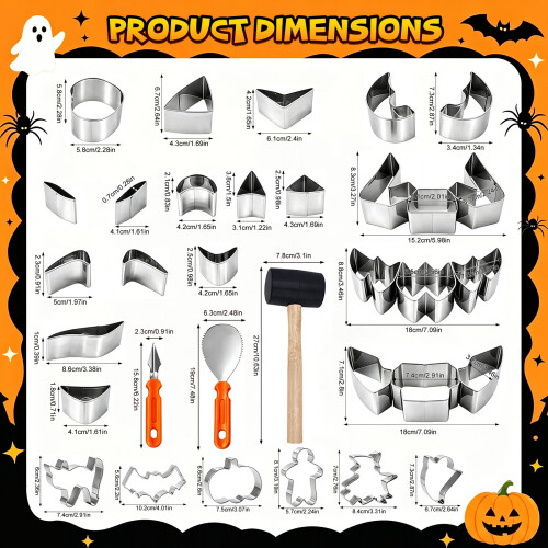 33-Piece Pumpkin Carving Mold Set Halloween 1