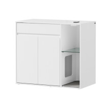 SoBuy Cache-litière Blanc 2 Portes Tiroir
