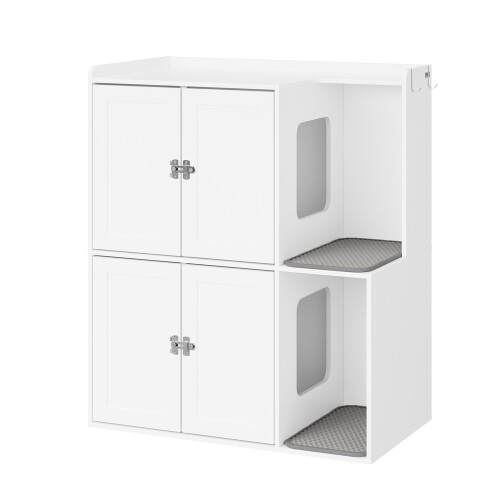 SoBuy Cache-litière 4 portes blanc HAT09-E-W