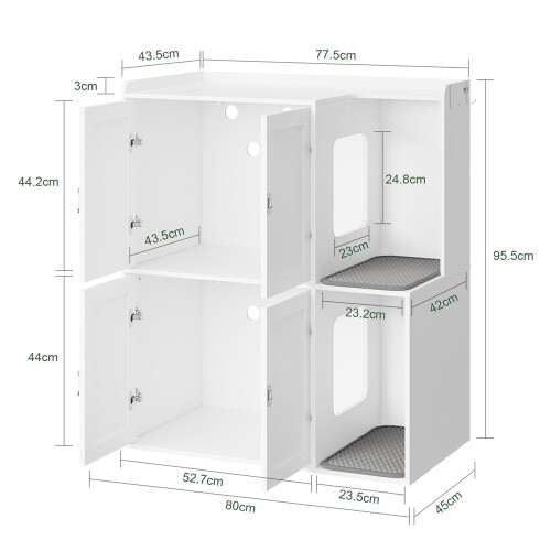SoBuy Cache-litière 4 portes blanc HAT09-E-W 2