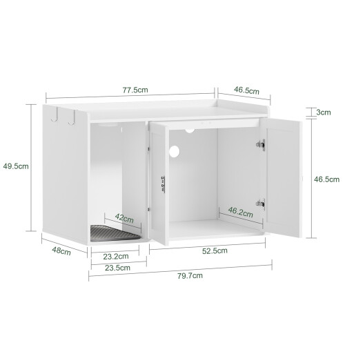 SoBuy Meuble Cache-Litière Chat Blanc 2 Portes HAT07-E-W 2