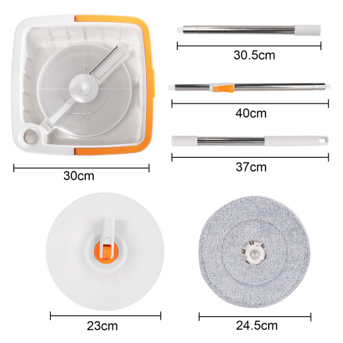 360° Floor Magic Spin Mop Bucket Set W/ 4 Pads 1