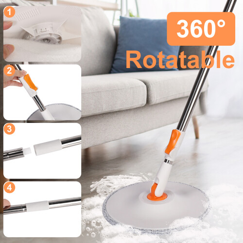 360° Floor Magic Spin Mop Bucket Set W/ 4 Pads 2