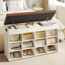 Shoe Storage Bench with Padded Seat and 12 Compartments