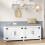 Shoe Storage Bench with 4 Barn Doors and Padded Seat, White 1