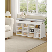 Shoe Storage Bench with Padded Seat and 12 Compartments