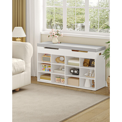 Shoe Storage Bench with Padded Seat and 12 Compartments