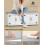 Shoe Storage Bench with 4 Barn Doors and Padded Seat, White 5
