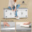 Shoe Storage Bench with 4 Barn Doors and Padded Seat, White 6