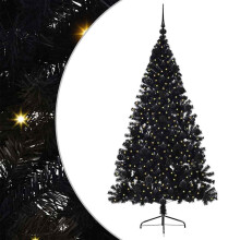 vidaXL Artificial Pre-lit Christmas Tree Black 210 cm PVC