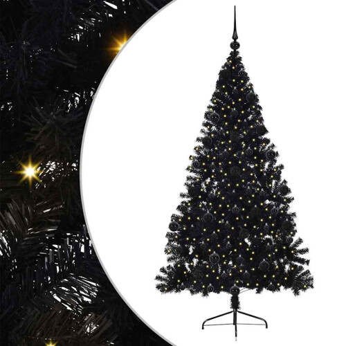 VidaXL vidaXL Artificial Pre-lit Christmas Tree Black 210 cm PVC